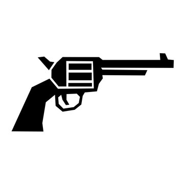 Geometric Revolver Handgun Black and White Icon
