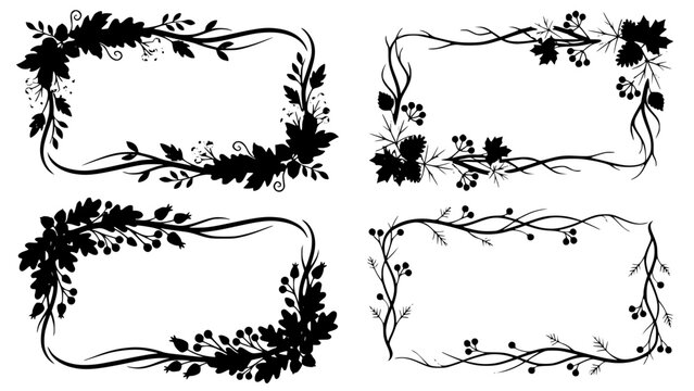 Elegant vintage floral frame borders set with intricate designs Vector