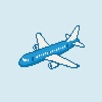 Airplane Pixel Art Illustration for Travel and Gaming Design