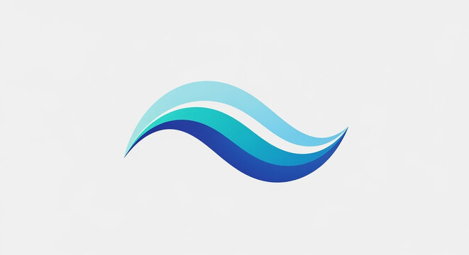 A fluid wave symbol crafted with multiple shades of blue displays graceful movement suitable for branding corporate identities in the wellness sector or water conservation campaigns globally