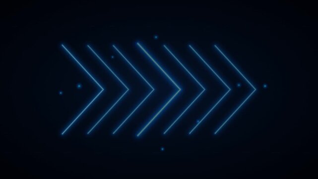 Abstract blue light lines animation forming arrow shape on a dark background motion effect