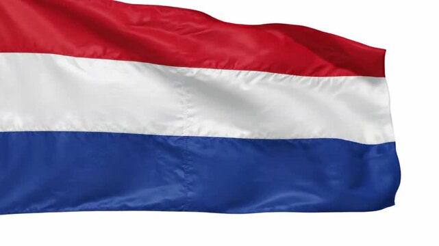 National flag of the netherlands waving in the wind isolated on white background