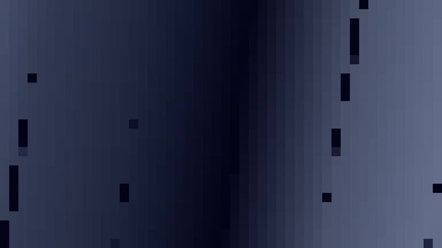 Abstract dark blue and navy gradient background with floating black pixel blocks and digital artifacts. Elegant minimalist motion design for corporate presentations and tech overlays.