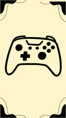 Minimalist Gamepad Controller Line Art Icon on Yellow Background  © Tweentysix