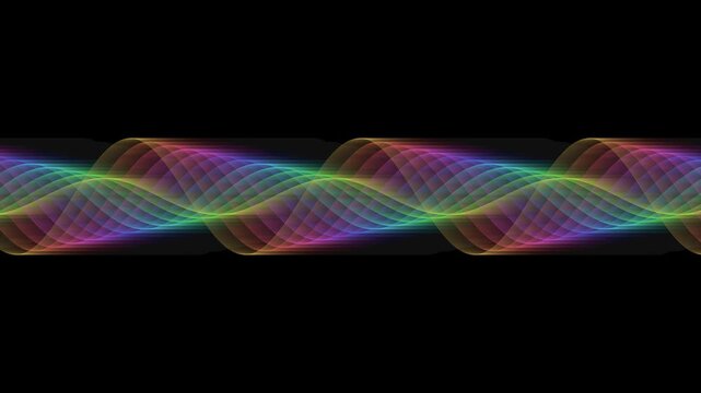 Abstract Rainbow Sine Wave Animation on Black Background.