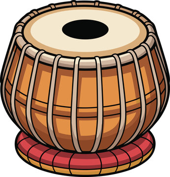 Cartoon Style Tabla Drum on a White Background Indian drum