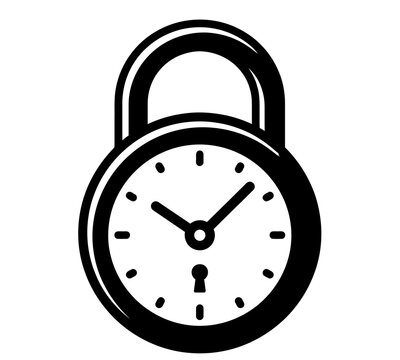 Clock padlock icon representing time management and deadline security concepts