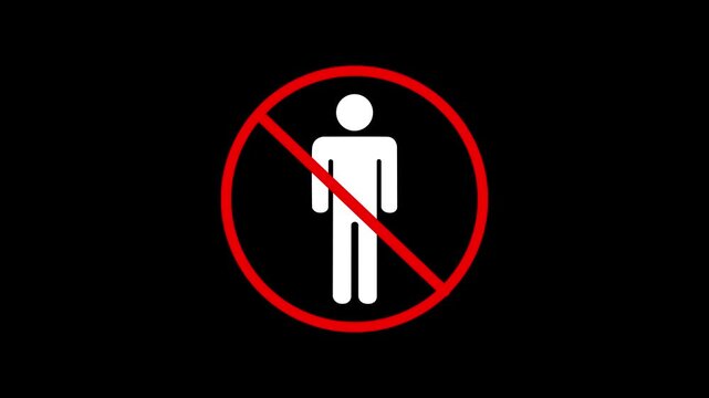No People Allow Sign animation. Red circular prohibition sign indicating no entry or restricted access for people. no entry person icon sign animation. 4k motion graphics..