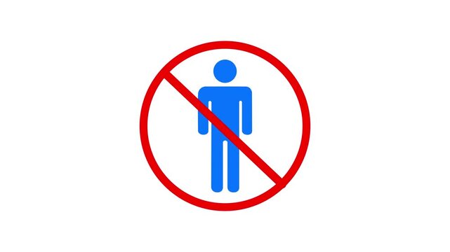 No People Allow Sign animation. Red circular prohibition sign indicating no entry or restricted access for people. no entry person icon sign animation. 4k motion graphics..