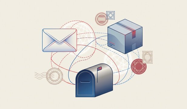 World Post Day Mail Delivery Postal Communication and Global Connection Illustration