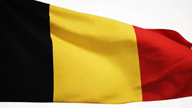 Flag of belgium waving in the wind isolated on white background