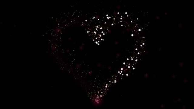 Sparkling Pink Heart Particle Outline Background Loop Glowing Romantic Valentines Day Sparkles Overlay