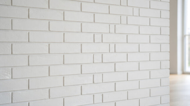 Clean white brick wall texture background with natural light.