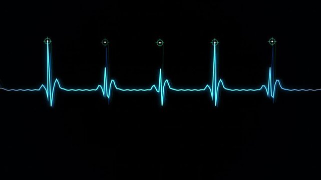 Glowing Blue EKG Heart Rate Monitor Loop  Animated Medical ECG Heartbeat Line Motion Graphic