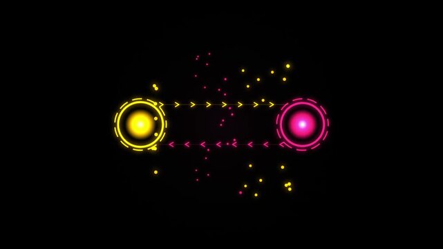 Futuristic Glowing Neon HUD Data Transfer Loop Cyberpunk Yellow & Pink Connection Motion Graphic