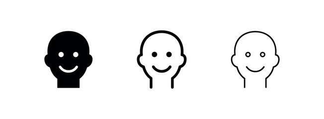 Fototapeta premium Happy smiling face icon set, representing positive emotions and user profile