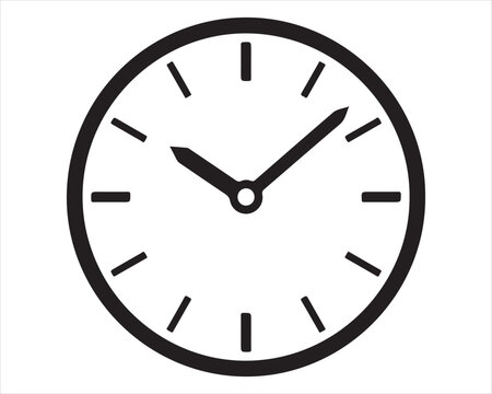 Minimalist black and white clock icon representing time management and punctuality with deadline punctuality management schedule chronometer minimalist business productivity efficiency