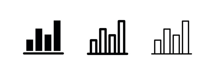 Obraz premium Financial Business Growth Bar Chart Graph Icon Set for Data Analysis and Statistics Reporting
