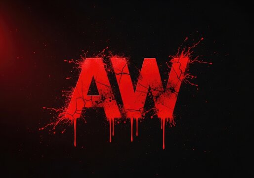 Red and black abstract typography with dripping paint effect for modern design