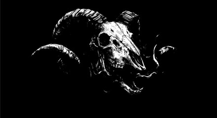 Fototapeta premium goat head isolated on black