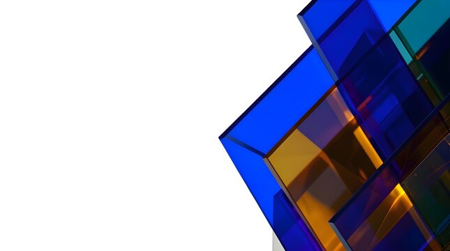Blue Glass Geometric Shapes Creating a Vivid Abstract Design