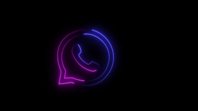 Glowing neon calling icon animation .call concept on mobile phone screen animation . 