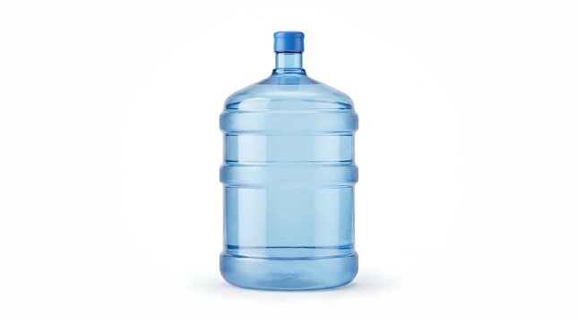 A blue 5 gallon jug of drinking water isolated on white background with clipping path ready for commercial design