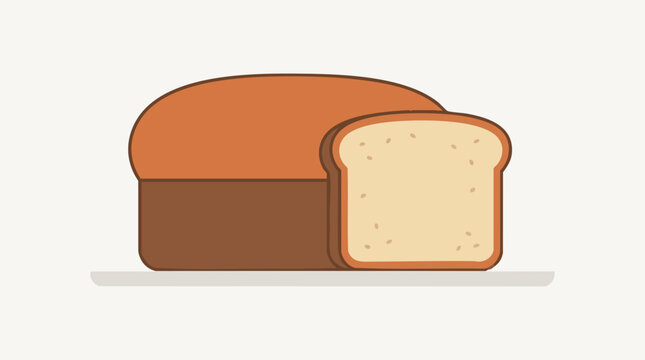 Simple vector illustration of a loaf of bread with a single slice