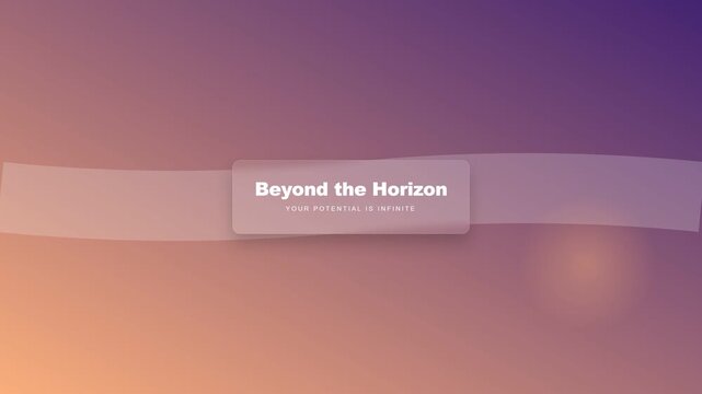 Beyond the Horizon cinematic video background with abstract glassmorphism UI element and warm glowing gradient