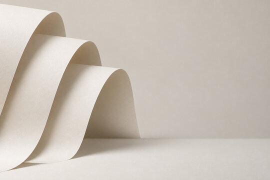 Folded cream paper curves with soft coherent shadows