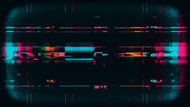 Abstract digital glitch effect with colorful horizontal light streaks