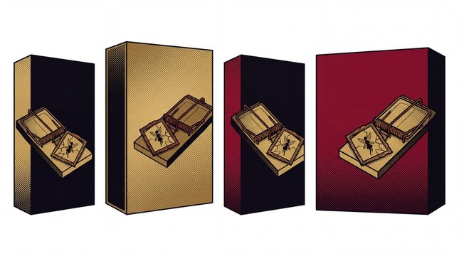 Retro halftone comic book style packaging for fairy trap product boxes