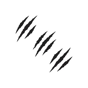 Claw marks vector illustration set, animal scratches graphic element isolated on white