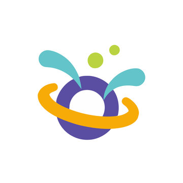 Abstract Logo with Purple Ring, Orange Band, and Teal Splashes
