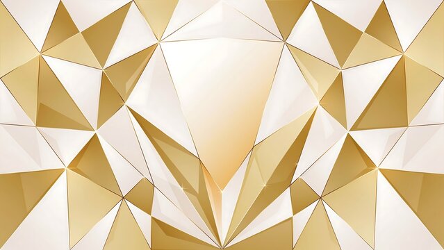 Geometric abstract pattern with gold and white triangular shapes seamless texture design