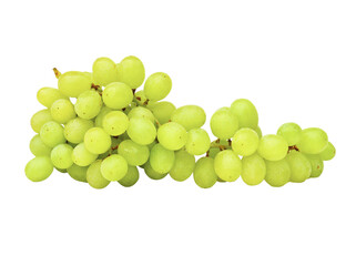 Fresh green grapes bunch, sweet seedless white grapes on white background, organic raw fruit for healthy snacking and wine production © Fariha