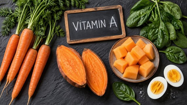 Vitamin A food sources with carrots and sweet potatoes