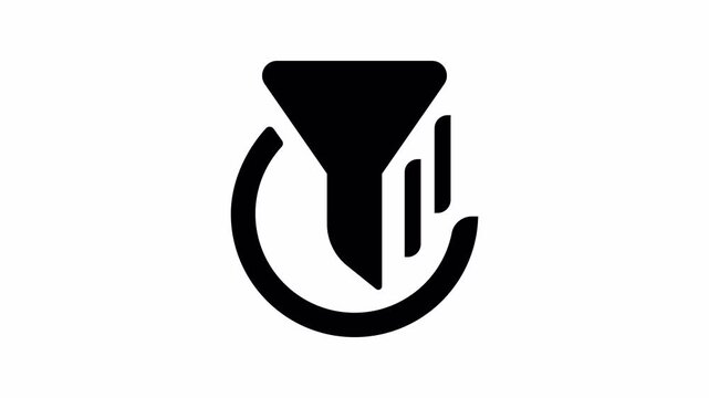 Smart Filter and Data Sorting Interface for Software Application Animated Solid Black Glyph Icon Seamless Loop Motion Graphics