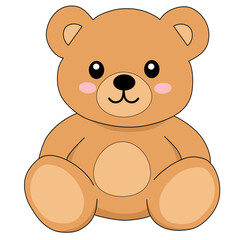 Fototapeta premium Cute_Brown_Teddy_Bear_Plush_Toy_Vector_Illustration_for_Kids_Nursery_Room_Decor_Childish_Graphic_Asset_Clipart_Isolated
