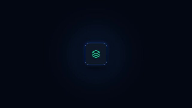 Modern glowing green database icon on dark background