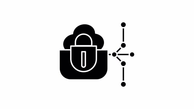 Secure Repository and Encrypted Data Vault for SaaS Security Animated Solid Black Glyph Icon Seamless Loop Motion Graphics