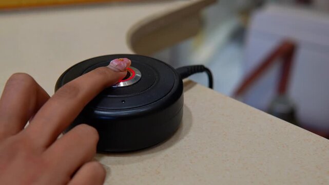 Biometric Fingerprint Scanner Authentication with Finger Pressing Digital Security Device