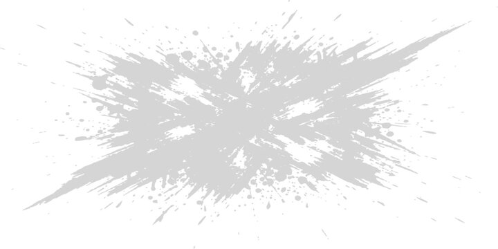 Gray ink splash on white background with dynamic splatter and sharp edges for abstract design elements