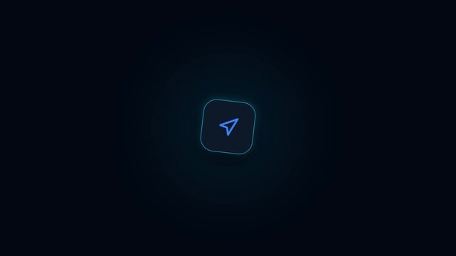 Minimalist compass navigation arrow icon on dark background