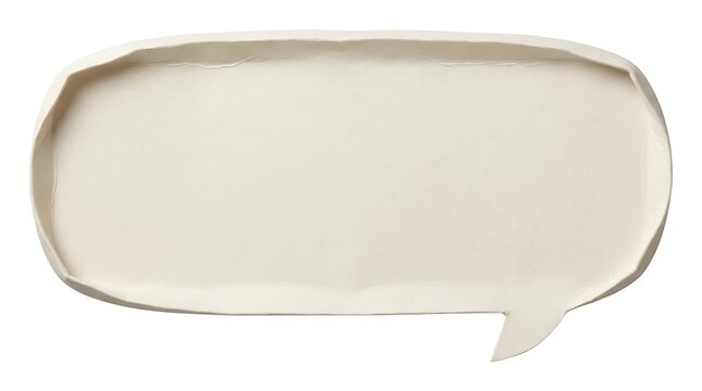 Minimalist white speech bubble paper cutout isolated on white background