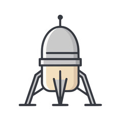 Stylized lunar lander illustration © asti