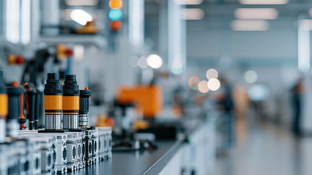 Aluminum profiles and precision tools arranged in modern factory setting