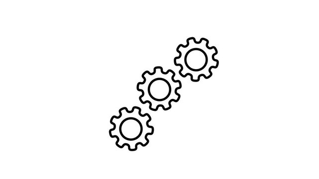 Three Interlocking Gear Settings Icons for Work flow, Automation, System Management, Engineering and Mechanical Process on white Background