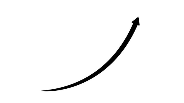 Upward Growth Curve Animation with Business Progress Line on Transparent Background 4k video animation.