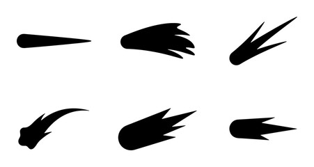 Comet Icons, Meteor Shapes, Space Objects, Celestial Bodies, Cosmic Trails, Vector Set © Anik